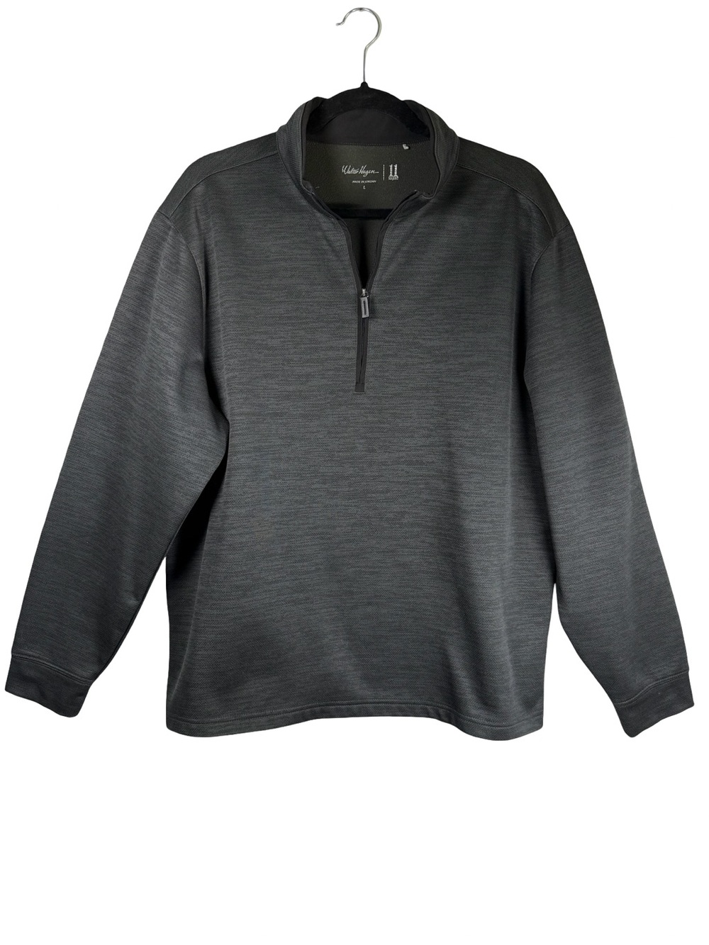Walter Hagan Golf Heather Gray Textured 1/4 Zip Fleece Pullover Jacket SZ Large